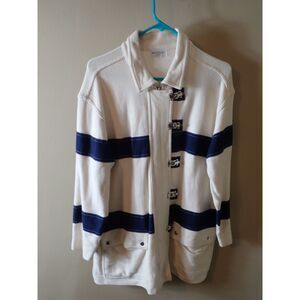 Jones New York Jacket Petite Metal Fireman Toggle Jacket Women White Navy